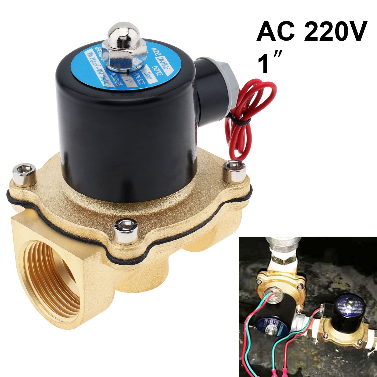 1дюймDN25AC220VЭлектромагнитныйклапандляводы/масла/газа/автомобиля