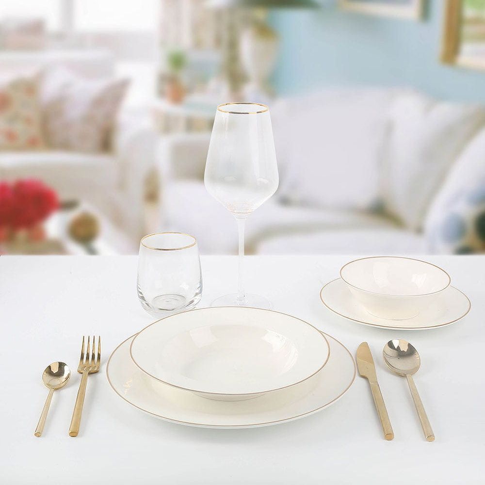 Сервиз столовый на 6 персон для кухни Arya Exclusive Dory Gold костяной ...