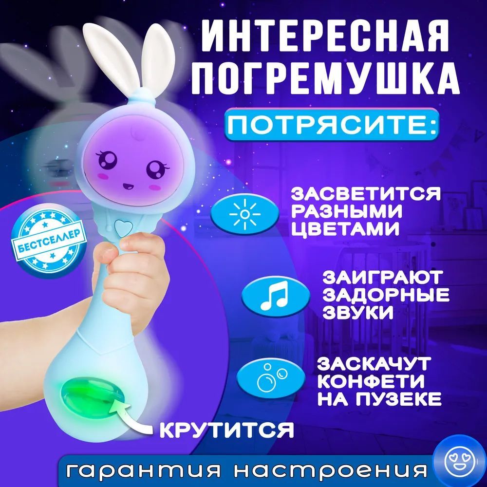 Музыкальная интерактивная игрушка Умный Малыш, цвет голубой / Силиконовый  грызунок - прорезыватель для зубов - купить с доставкой по выгодным ценам в  интернет-магазине OZON (600928104)