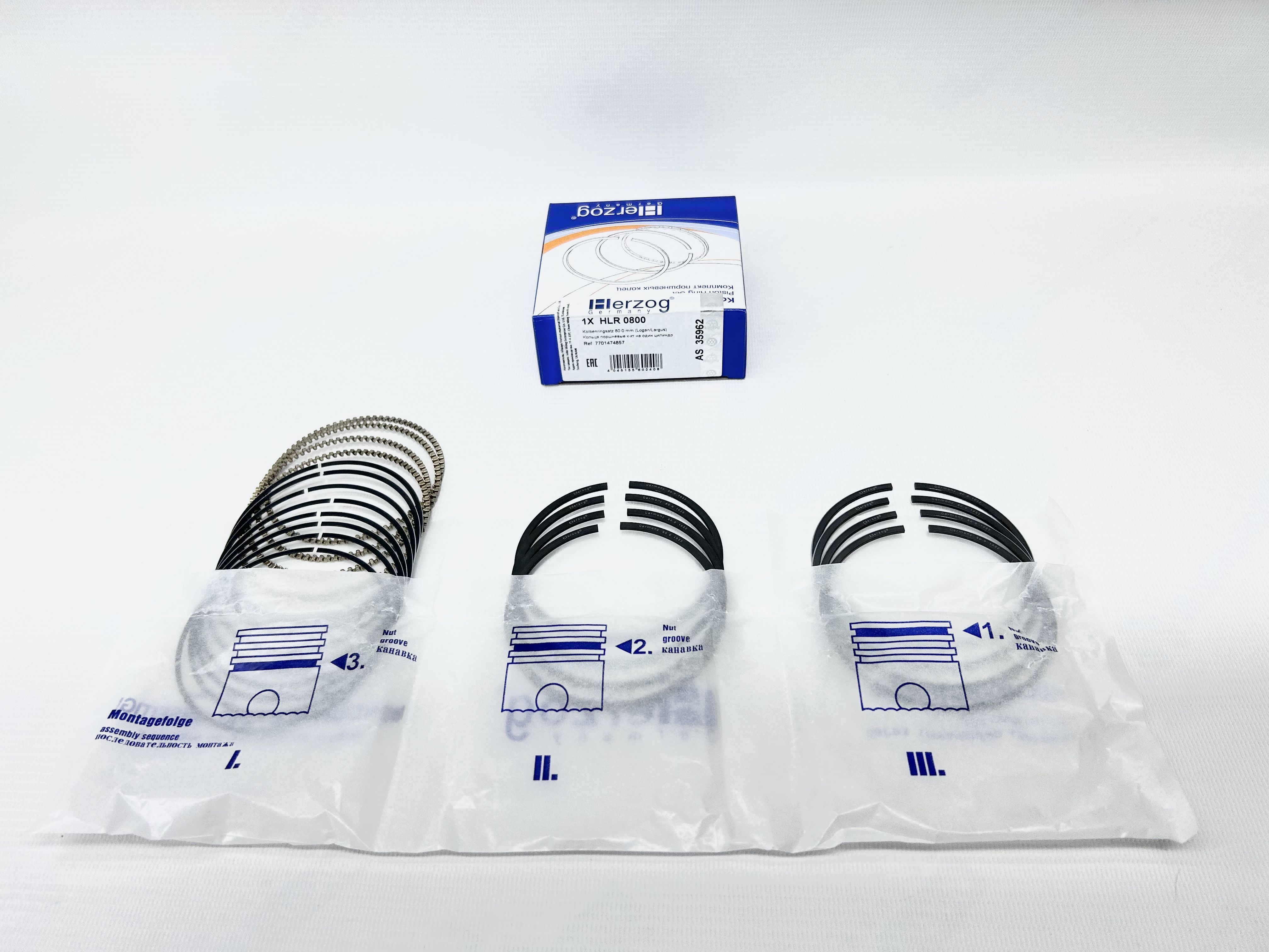 Комплект поршневых колец 80.0 для Лада Ларгус, Логан, Сандеро Herzog ...