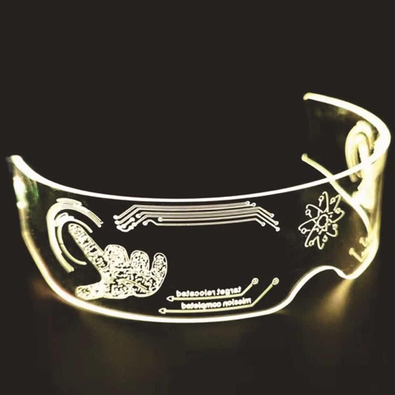 Светящиеся неоновые очки Cyberpunk прозрачные / Светодиодные очки с LED ...