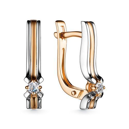 АЛЬКОР Золотые серьги 585 женские с 2 бриллиантами - купить с доставкой ...