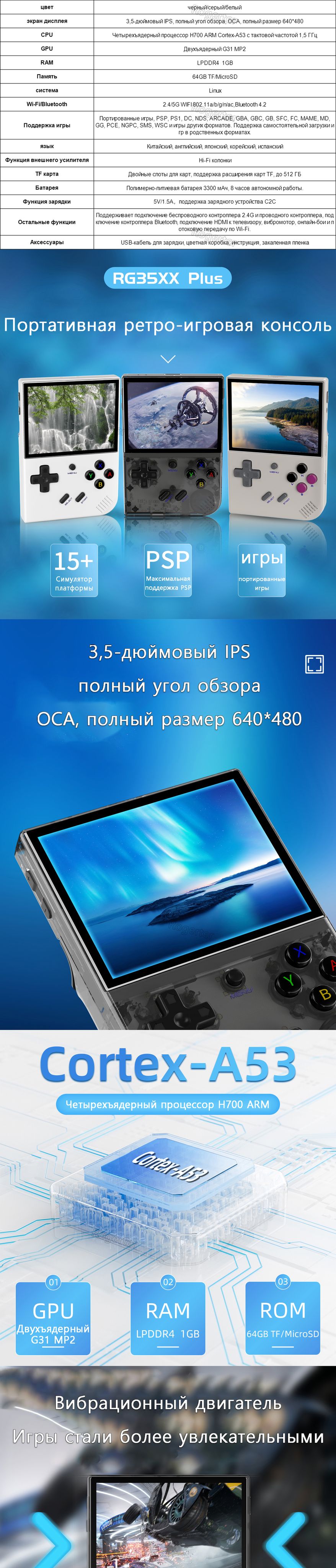 Портативная игровая консоль ANBERNIC RG35XX Plus в стиле ретро 3.5 дюйма  IPS 5G WIFI Linux портативная игровая консоль RG35XXPlus 3300 мАч - купить  с доставкой по выгодным ценам в интернет-магазине OZON (1488598212)