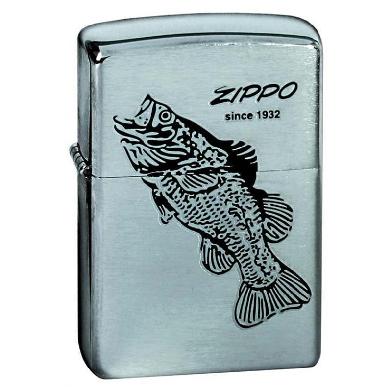 Зажигалка бензиновая ZIPPO Black Bass Brushed Chrome #1