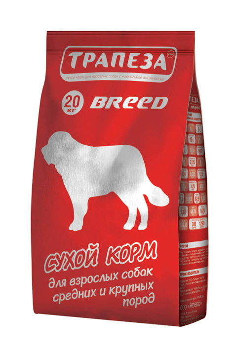 Сухой корм ТРАПЕЗА BREED для взрослых собак средних и крупных пород (20 кг)  #1