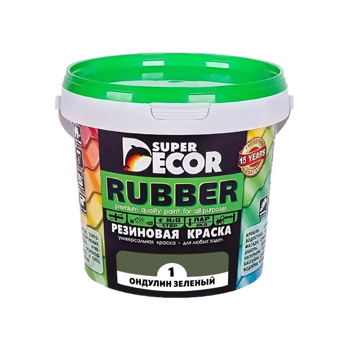 Резиновая краска Super Decor Rubber №01 Ондулин зеленый 1 кг #1