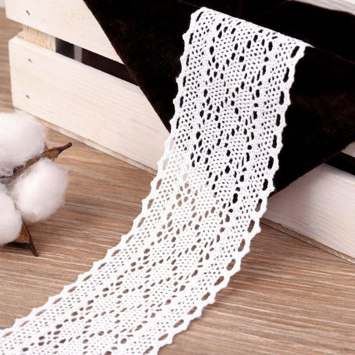 Кружево вязаное Арт Узор 56 ммх10 +- 1 м, цвет кипенно-белый - купить с ...