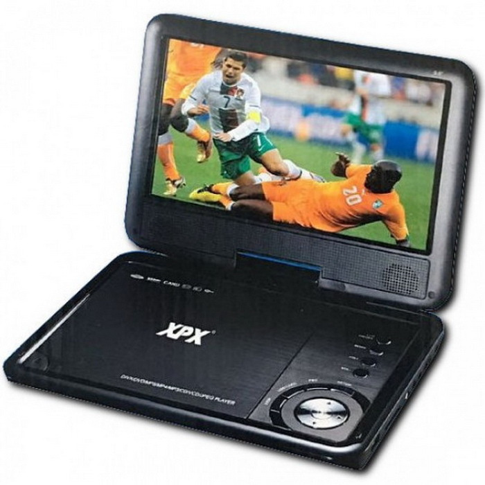 Портативный CD-DVD плеер с поворотным экраном 9,8 дюймов XPX EA-9067 (USB / SD)  #1