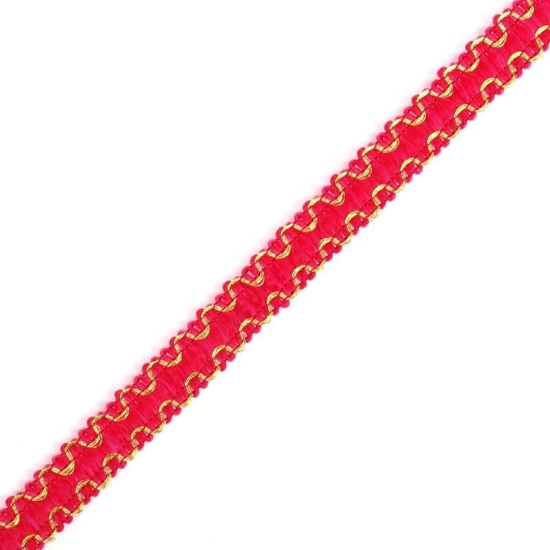 Тесьма отделочная (тесьма для рукоделия "Зиг-Заг") шир.10мм цв.красный-золото упак.10 м  #1