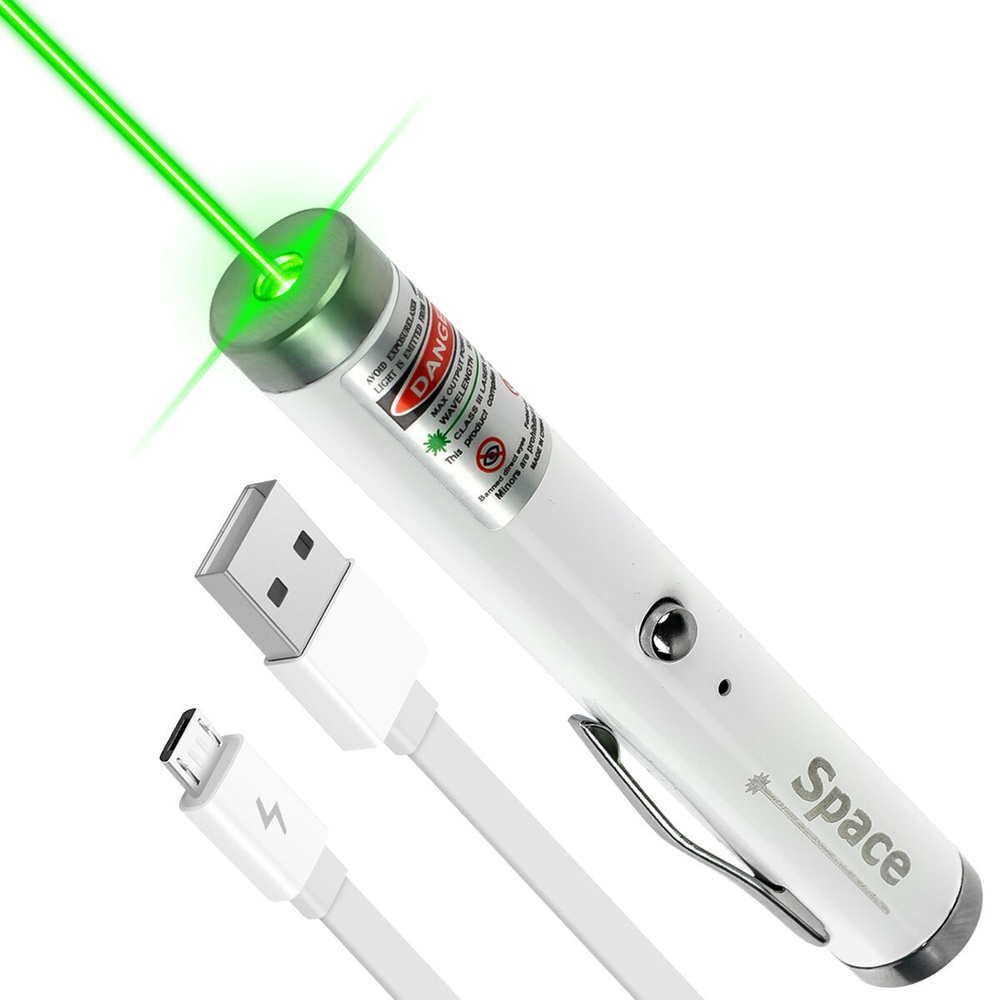 Компактная лазерная указка Space, мощный зеленый луч с USB зарядкой ...