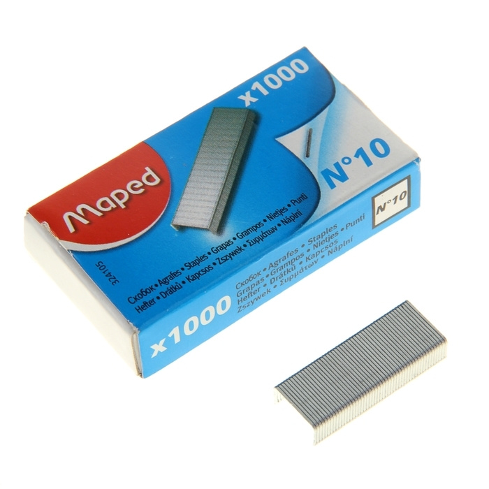 Скобы для степлера №10 Maped Standard никелированные, 1000 штук ...