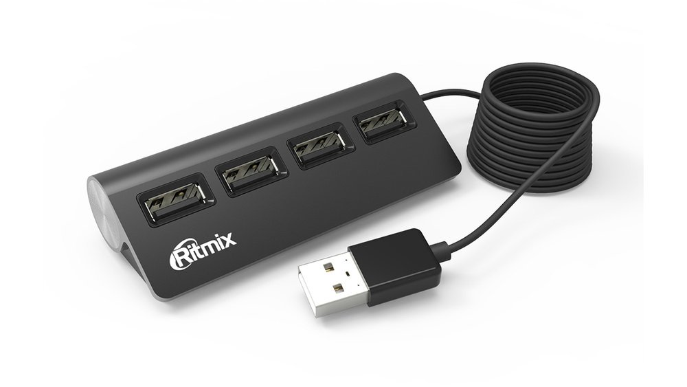 USB-хаб RITMIX CR-2400 Black, 4 порта USB, алюминиевый корпус - купить ...