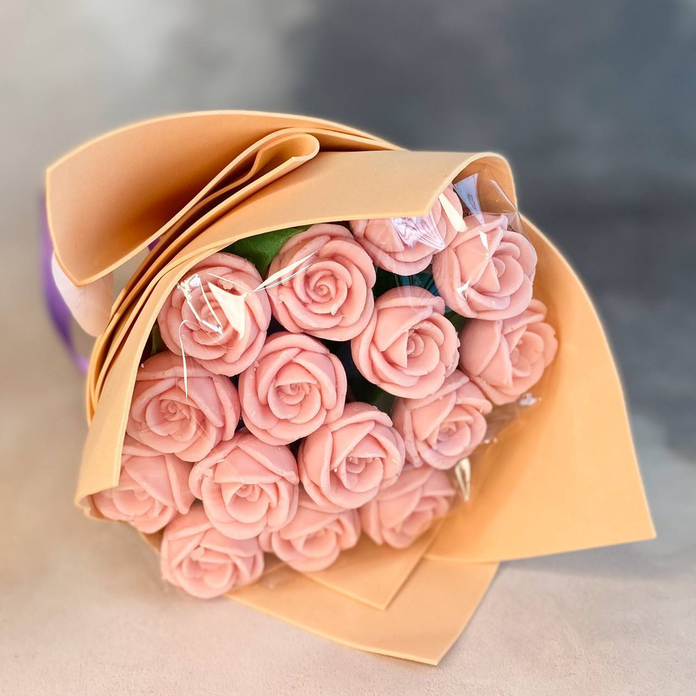 Шоколадный Букет из 19 шоколадных роз, розового цвета #1