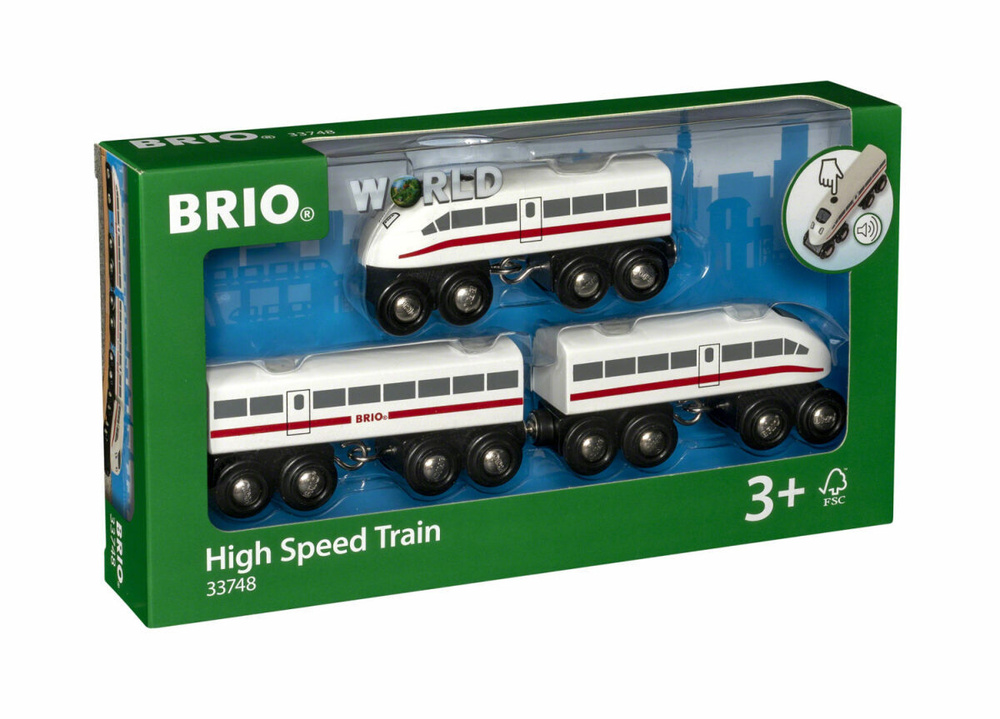 Поезд детский BRIO со звуком, паровозик игрушечный, деревянный для железной дороги, рельсов  #1