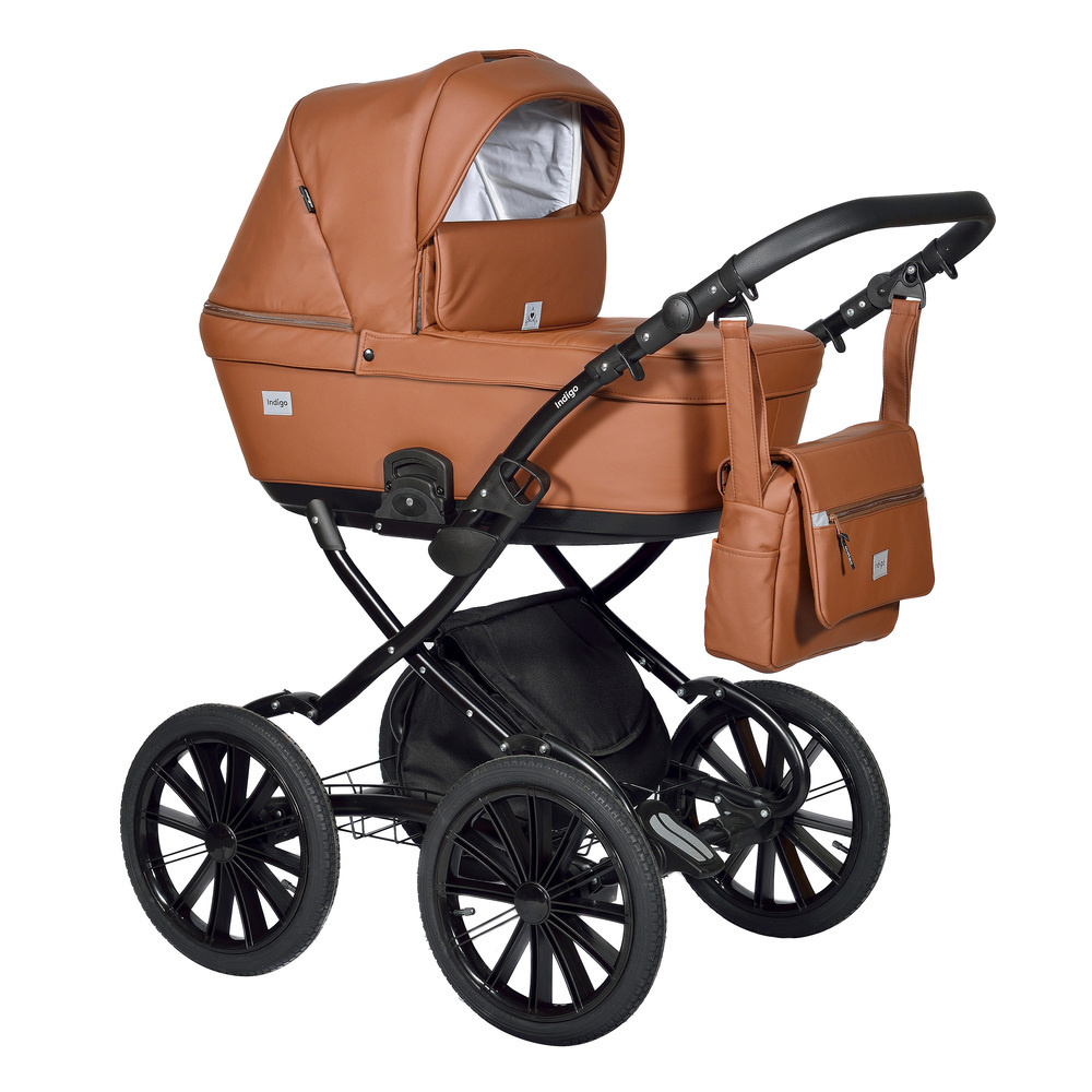 Коляска 2в1 Indigo BROCO Eco Plus 14 be 06 (коричневая кожа) #1