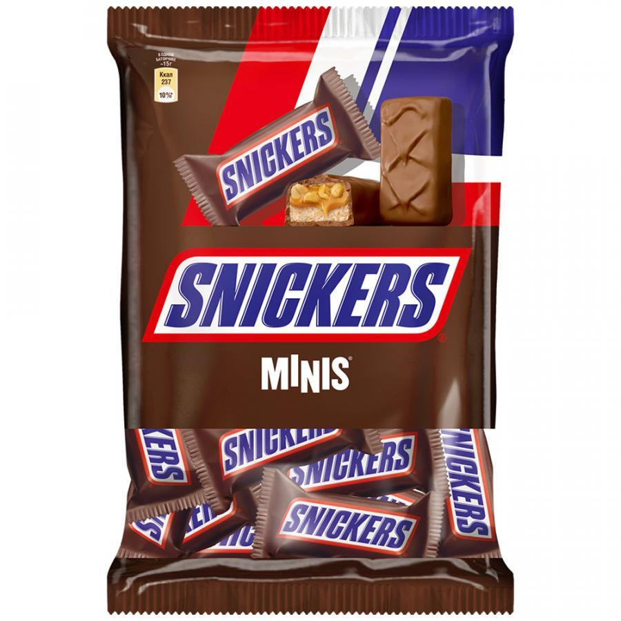 Шоколадные батончики Snickers minis, 180 г, 8 упаковок