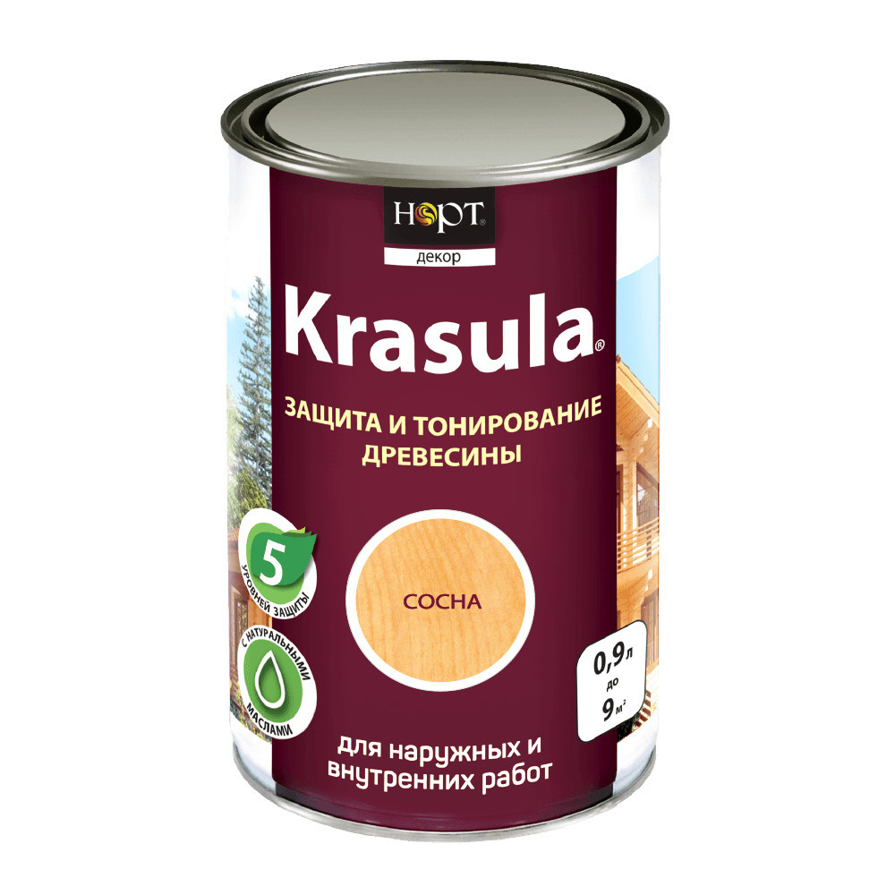 Krasula 0,9л сосна, Защитно-декоративный состав для дерева и древесины Красула, пропитка, лазурь  #1