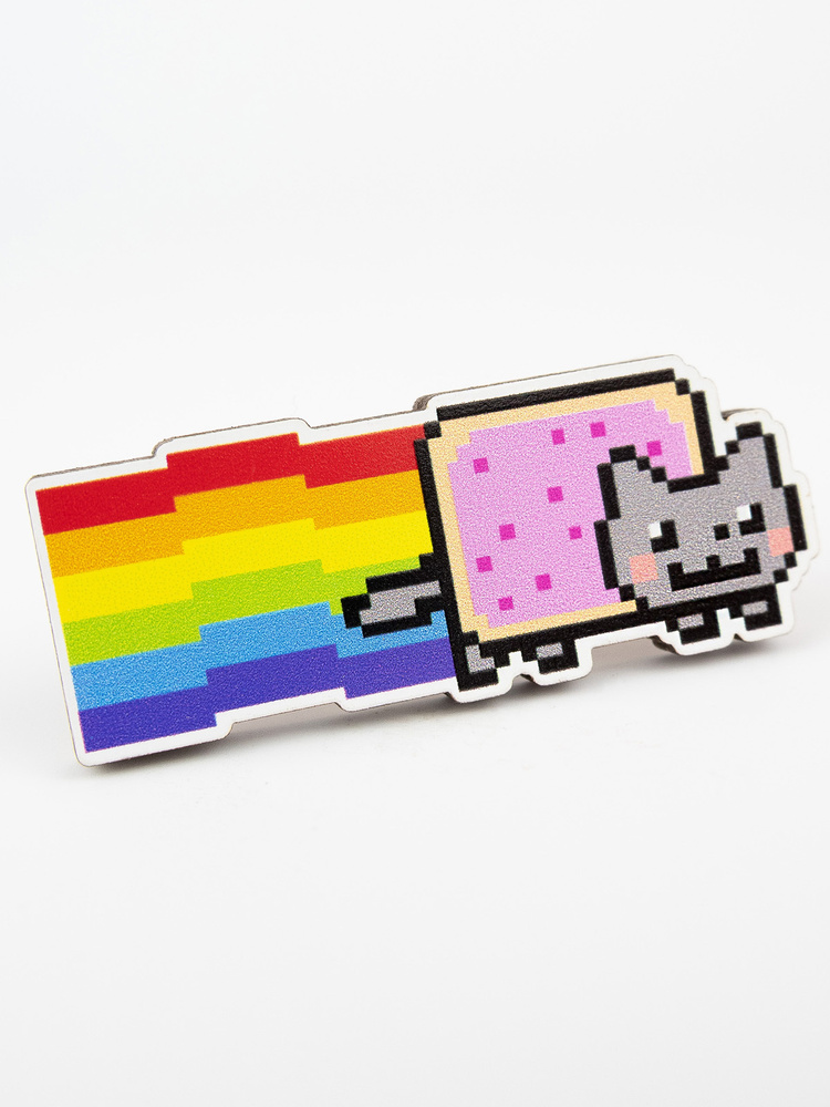 Прикольный деревянный значок с Котиком nyan cat #1