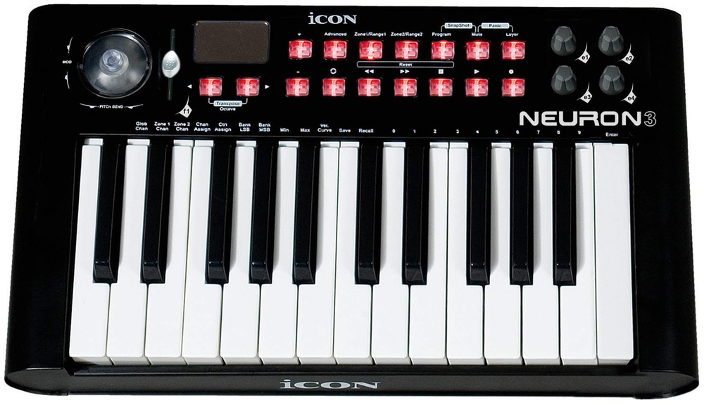 ICON Neuron 3 Black MIDI-клавиатура USB фортепианного типа, 25 клавиш ...