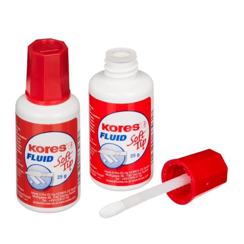 Корректирующая жидкость KORES Soft Tip FLUID 25мл на быстросохн осн апплик 1 шт  #1