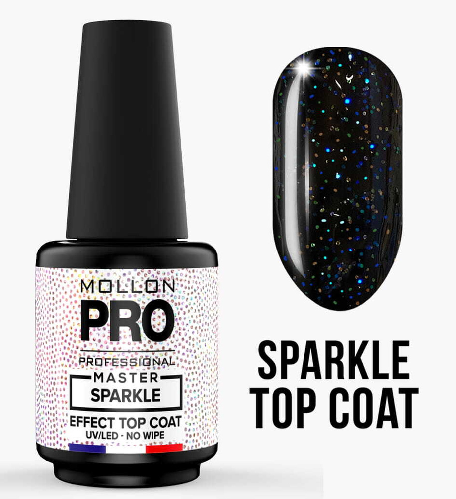 MOLLON PRO Верхнее покрытие со сверкающим эффектом без липкого слоя MASTER SPARKLE EFFECT TOP COAT NO #1