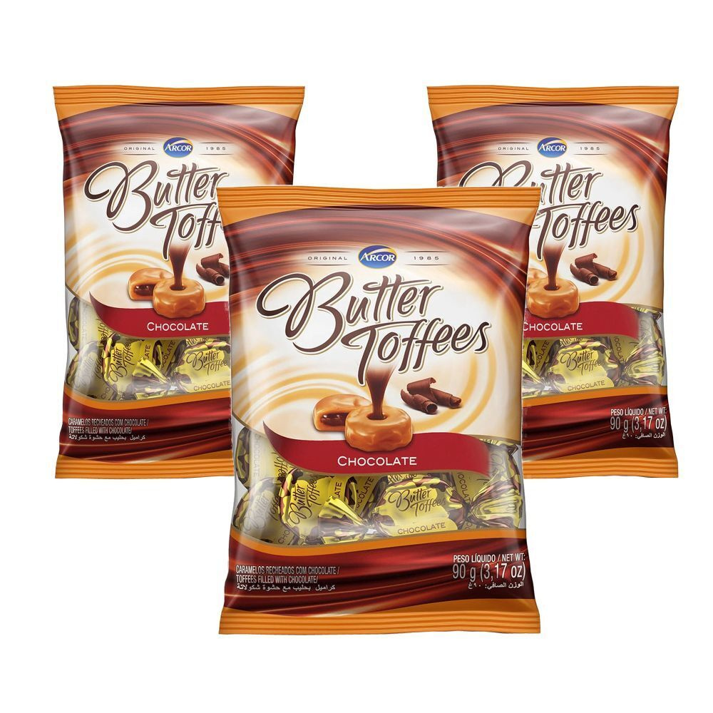 Молочные конфеты с шоколадной начинкой Butter Toffees 90 г. набор 3 шт.  #1