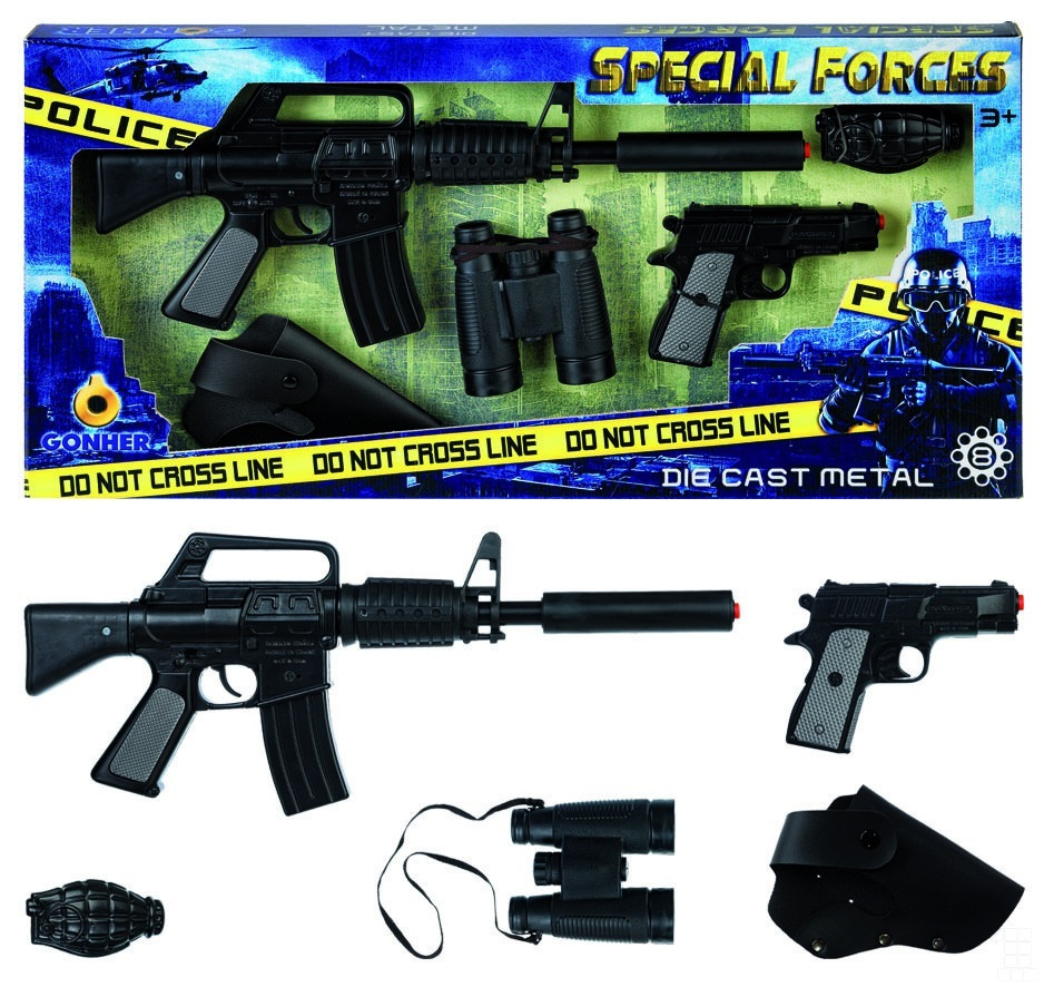 Набор Gonher Полиция: штурмовая винтовка, пистолет, бинокль, значок ...