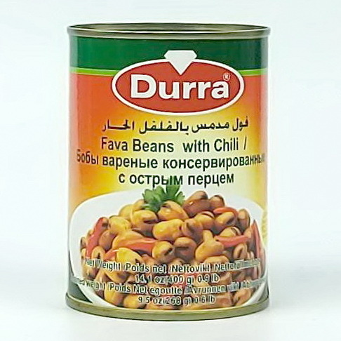 Бобы вареные консервированные с острым перцем "Al Durra" 400 гр. из Иордании  #1