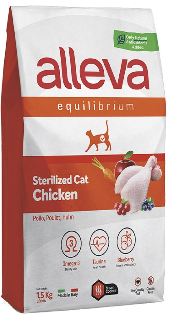 Сухой корм ALLEVA EQUILIBRIUM CHICKEN STERILIZED CAT, для взрослых кастрированных/стерилизованных котов/кошек, #1