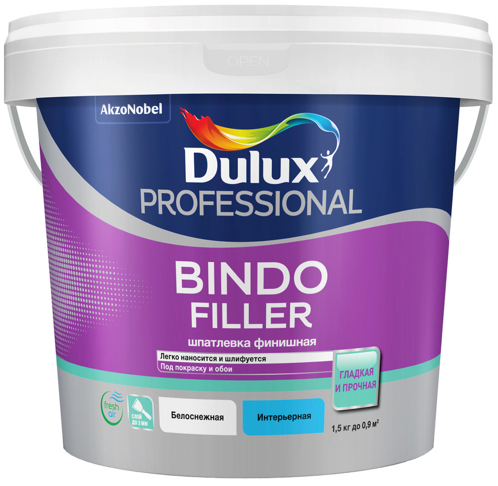 Шпатлевка для стен и потолков Dulux Professional Bindo Filler финишная 0,9 л / 1,5 кг  #1