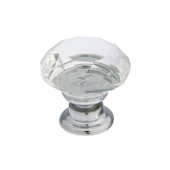 Мебельная ручка кнопка, Алмаз, стеклянная, d-25 мм #1