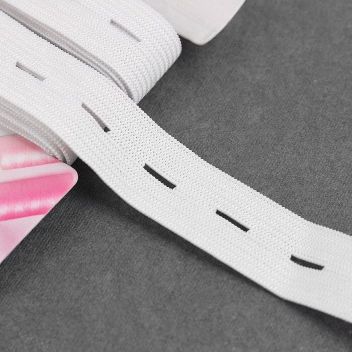 Резинка вязаная, перфорированная, 20 мм, 2,4 +/- 0,5 м, цвет белый ...