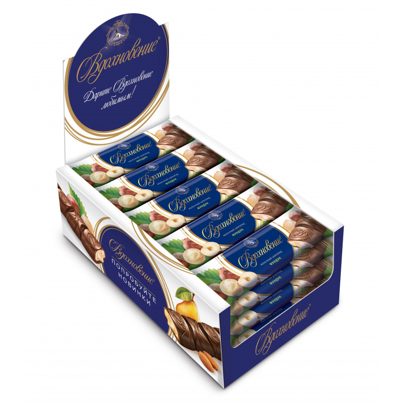 Шоколад Вдохновение молочный с начинкой фундук, 20 штук по 40 грамм ...