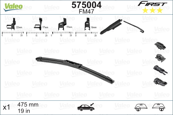 Бескаркасная щетка стеклоочистителя Valeo First Flat FM47, артикул 575004  #1