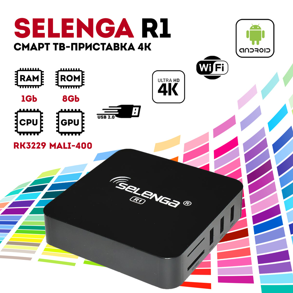 Медиаплеер 4K SELENGA R1, черный, Android купить по низкой цене с доставкой  в интернет-магазине OZON (484233218)