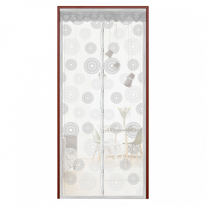 Сетка антимоскитная универсальная с рисунком, 100х220 см с магнитными замками, белая  #1