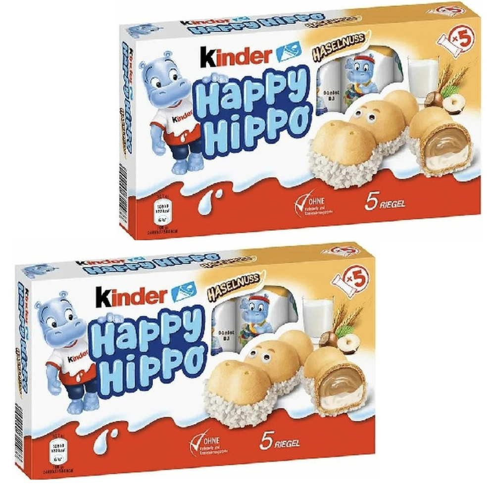 Шоколадно-молочное печенье Kinder Happy Hippo Hazelnut Киндер Хеппи ...
