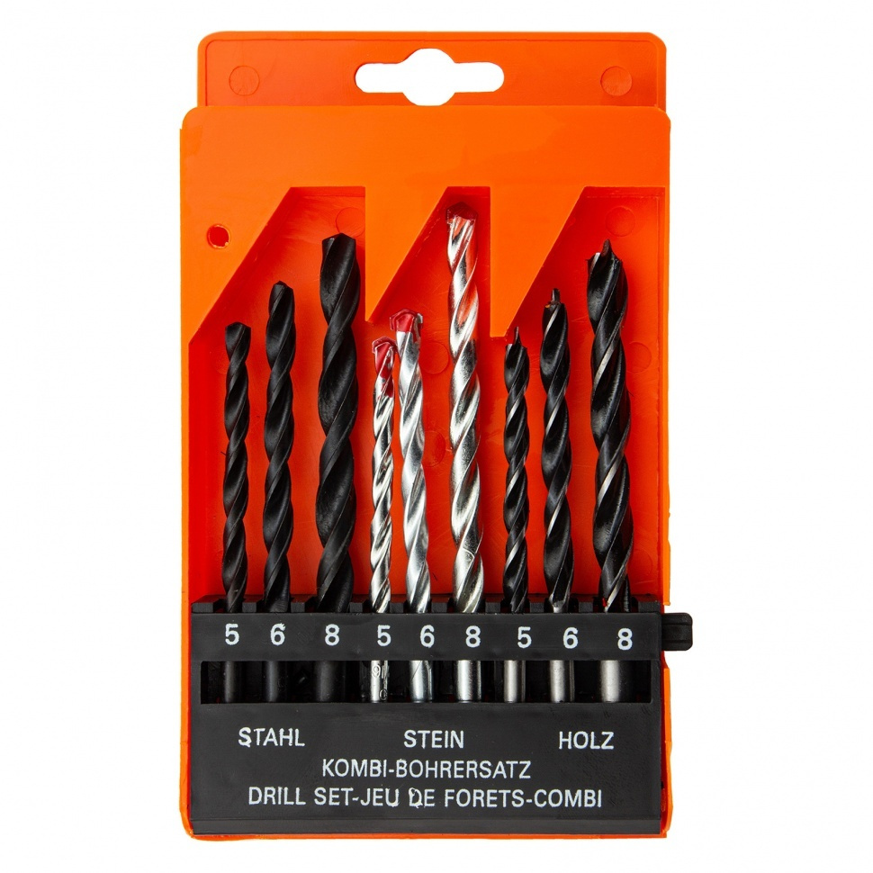 Набор сверл по бетону , металлу , дереву, 9 шт, цилиндрический ...