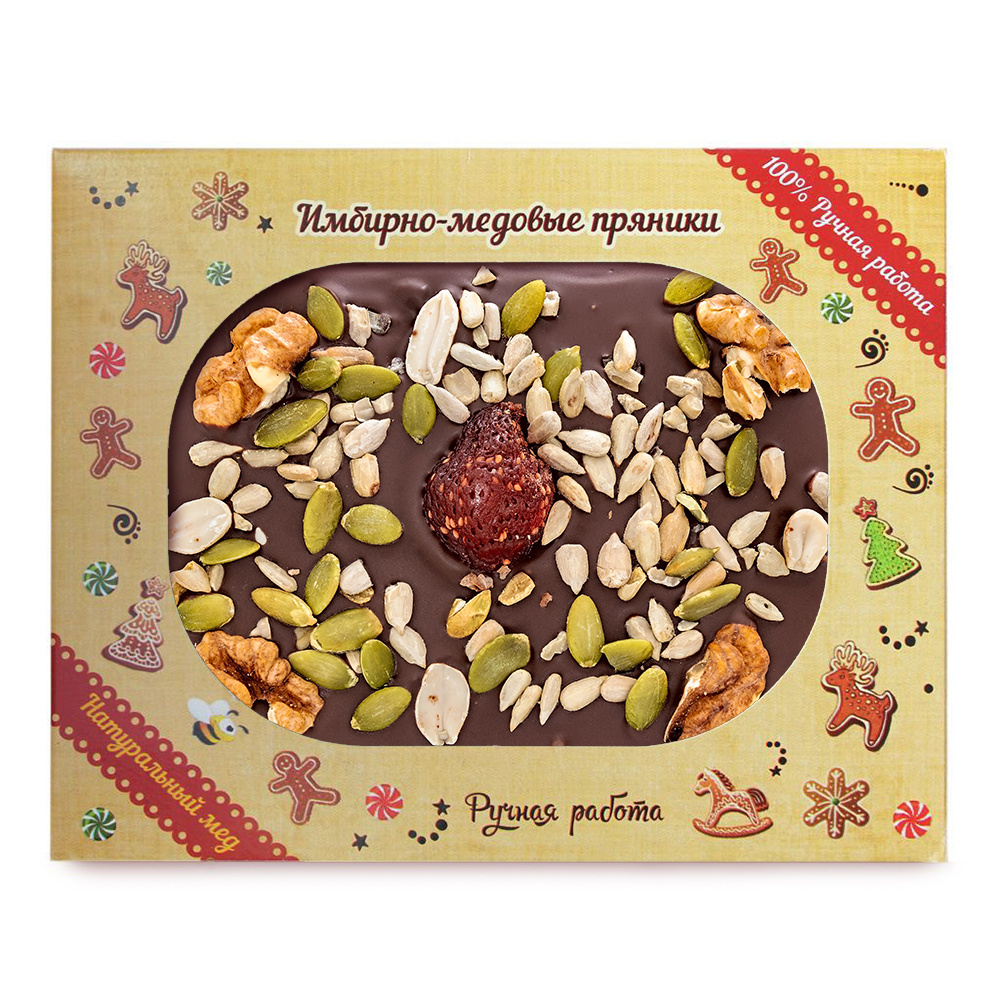 Пряники Пекарня SOFI, в шоколадной глазури "Грецкий орех" с орехами и сухофруктами, ручная работа, 2 #1