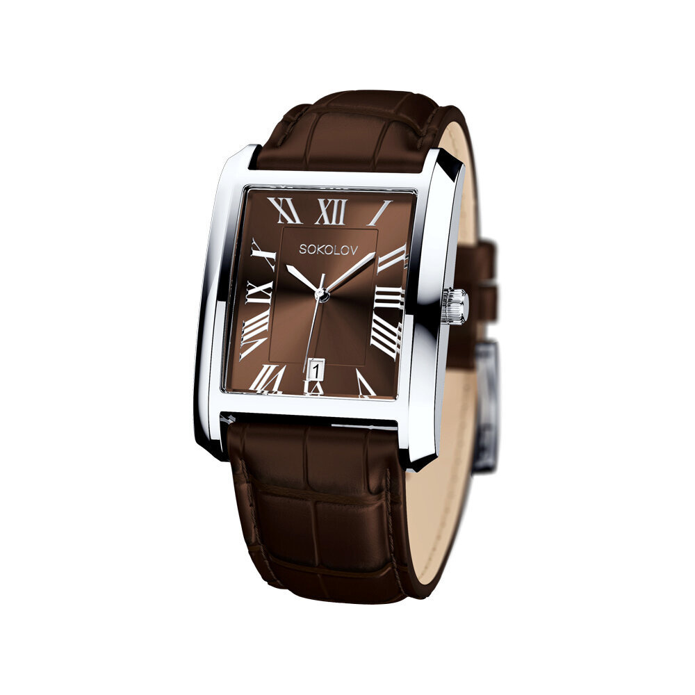 Мужские стальные наручные часы SOKOLOV на кожаном ремне, 614.71.00.600 ...