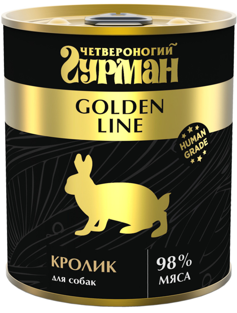 Четвероногий гурман Golden Line (в желе) для собак, с кроликом, 340 г x ...