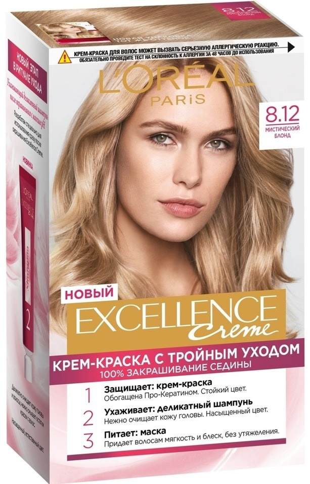 L'Oreal Paris/Крем-краска для волос Loreal Paris Excellence creme 8.12 ...