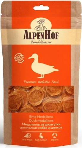 AlpenHof Лакомство для мелких собак и щенков Медальоны из филе утки 50г #1