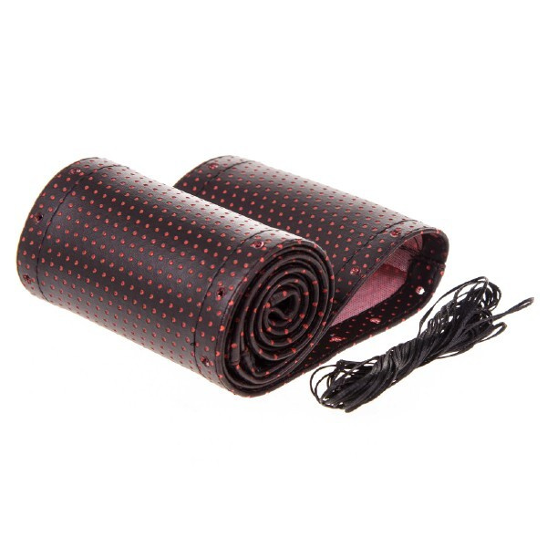 Оплетка руля для перетяжки Skyway со шнурком кожа M красная - купить по ...