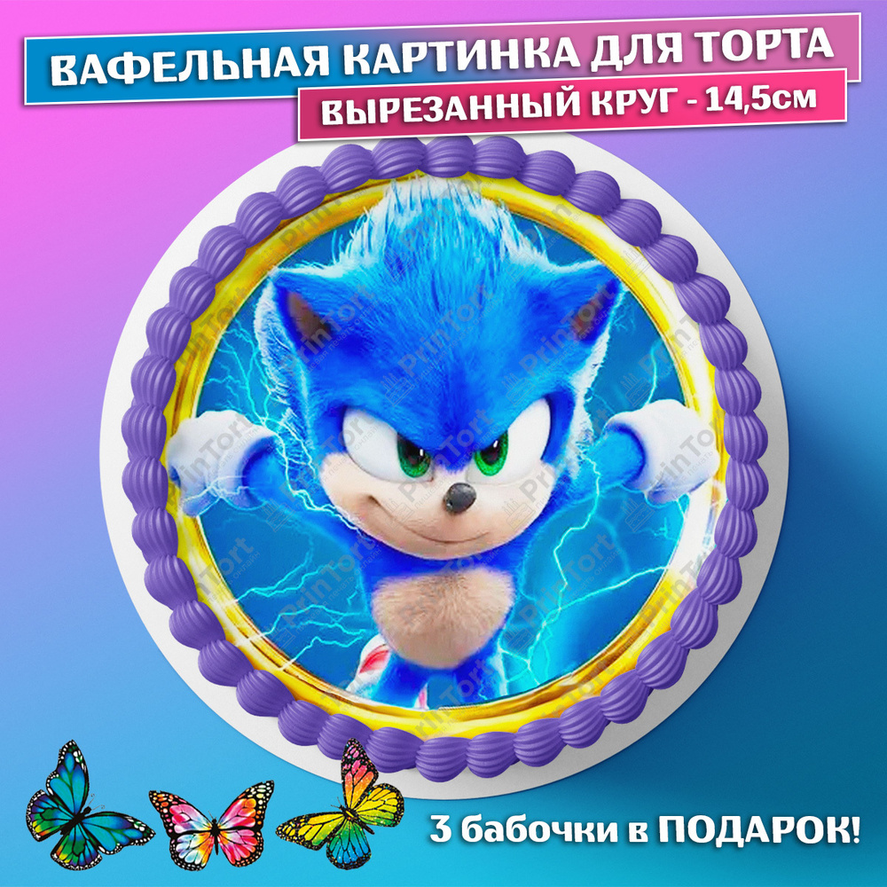 Съедобная вафельная картинка на торта - Соник, Sonic, мальчику, девочке на  день рождения. Вырезанный круг из вафельной бумаги размером 14.5см. -  купить с доставкой по выгодным ценам в интернет-магазине OZON (658680338)