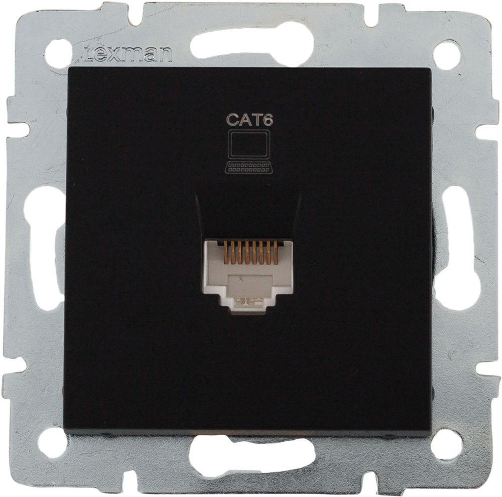 Розетка компьютерная встраиваемая Lexman Виктория RJ45, цвет черный ...