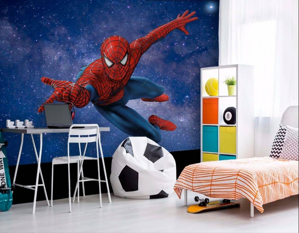 Фотообои бесшовные Человек паук в ночном небе В260 см х Ш365 см Master Fresok артикул 12-626 флизелиновые, на стену, в спальню, в детскую, в гостиную, в зал, в кухню - купить по