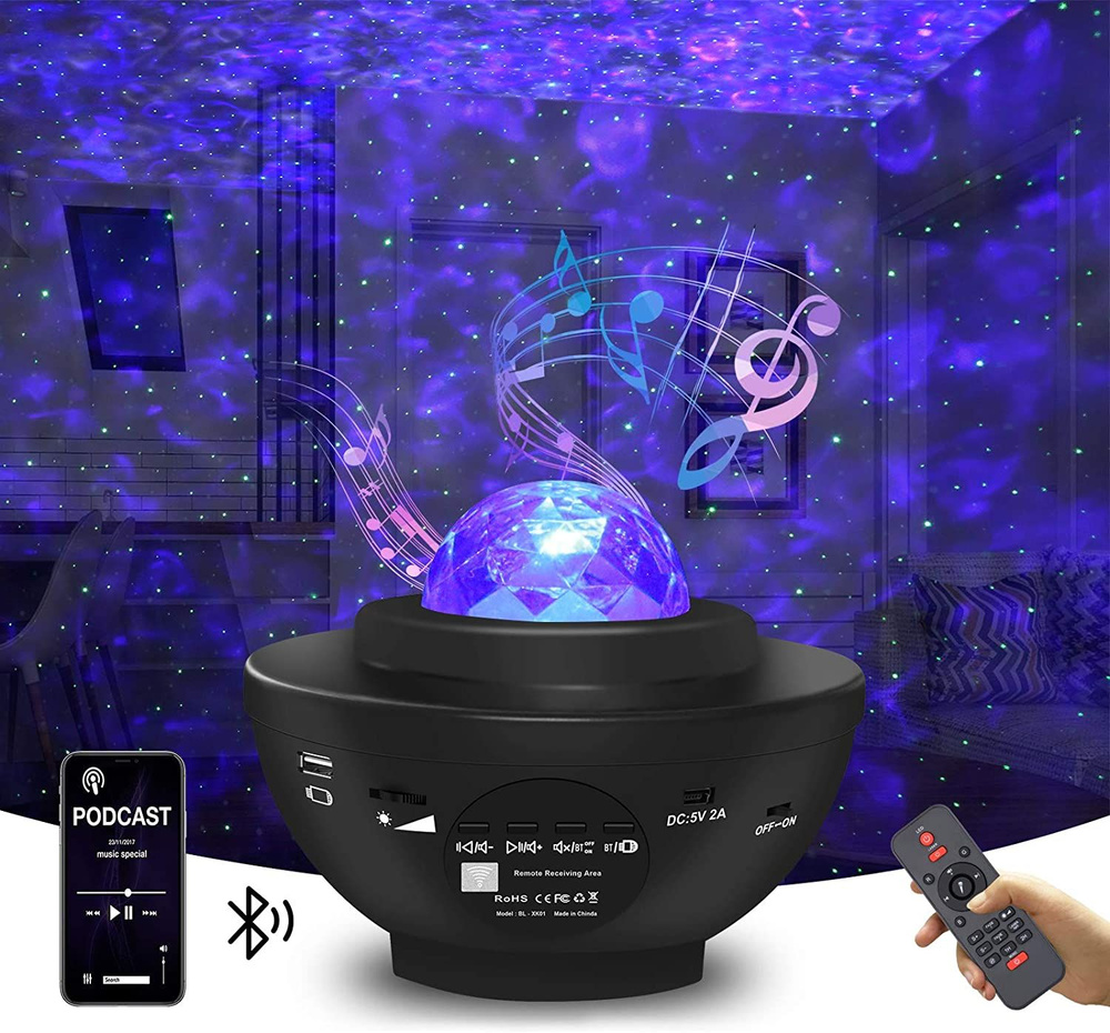 Лазерный ночник-проектор звездного неба с блютуз колонкой Starry Projector Light