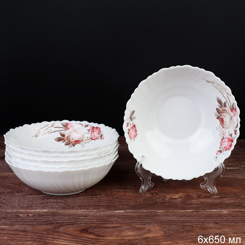 Суповые тарелки 6 шт, стеклокерамика, можно использовать в микроволновой печи #1