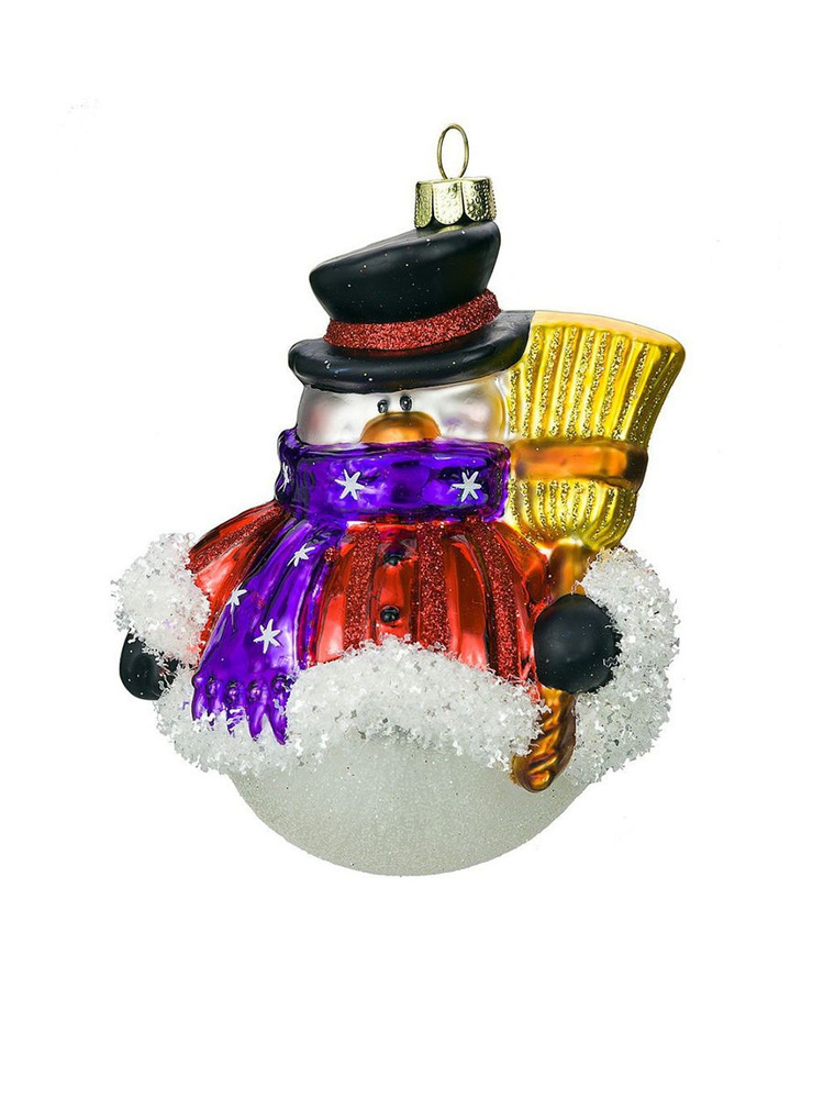 Елочная игрушка "Снеговичок с золотой метелкой" Holiday Classics  #1